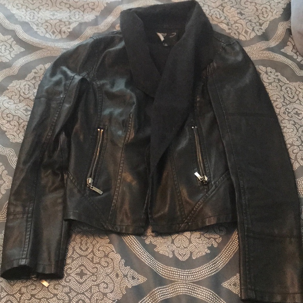 Faux leather blazer